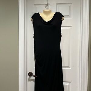 Halston Heritage Black Sheath Maxi Dress Cowl Neck Sleeveless